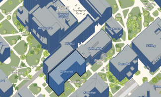 Map of Campus highlighting McVey Hall 